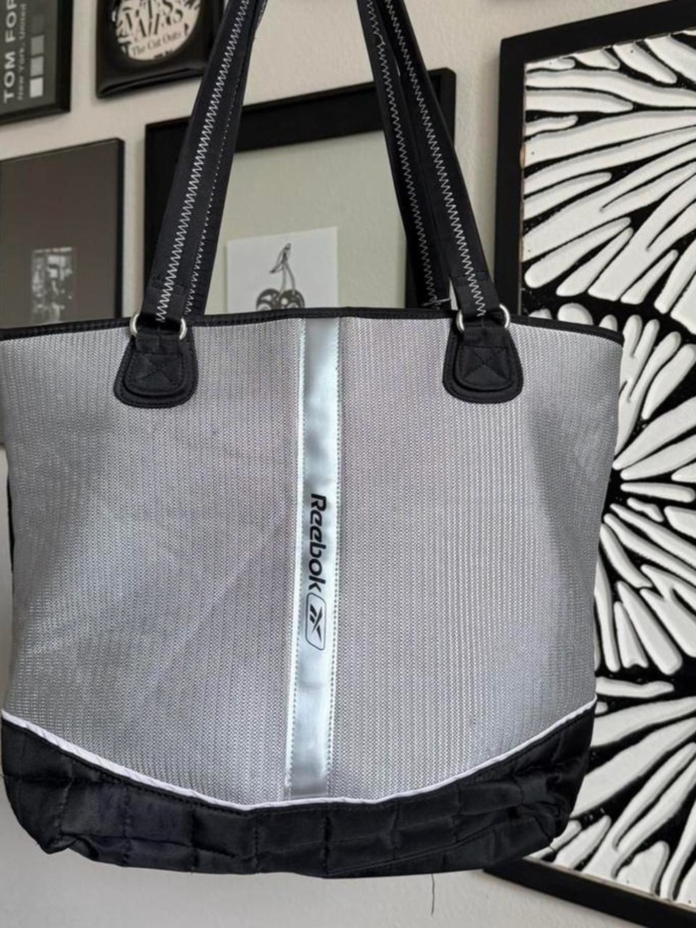 Reebok Silver and Black Tote Bag